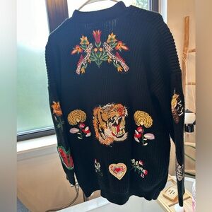 Patch cardigan pearl buttons size medium oversized